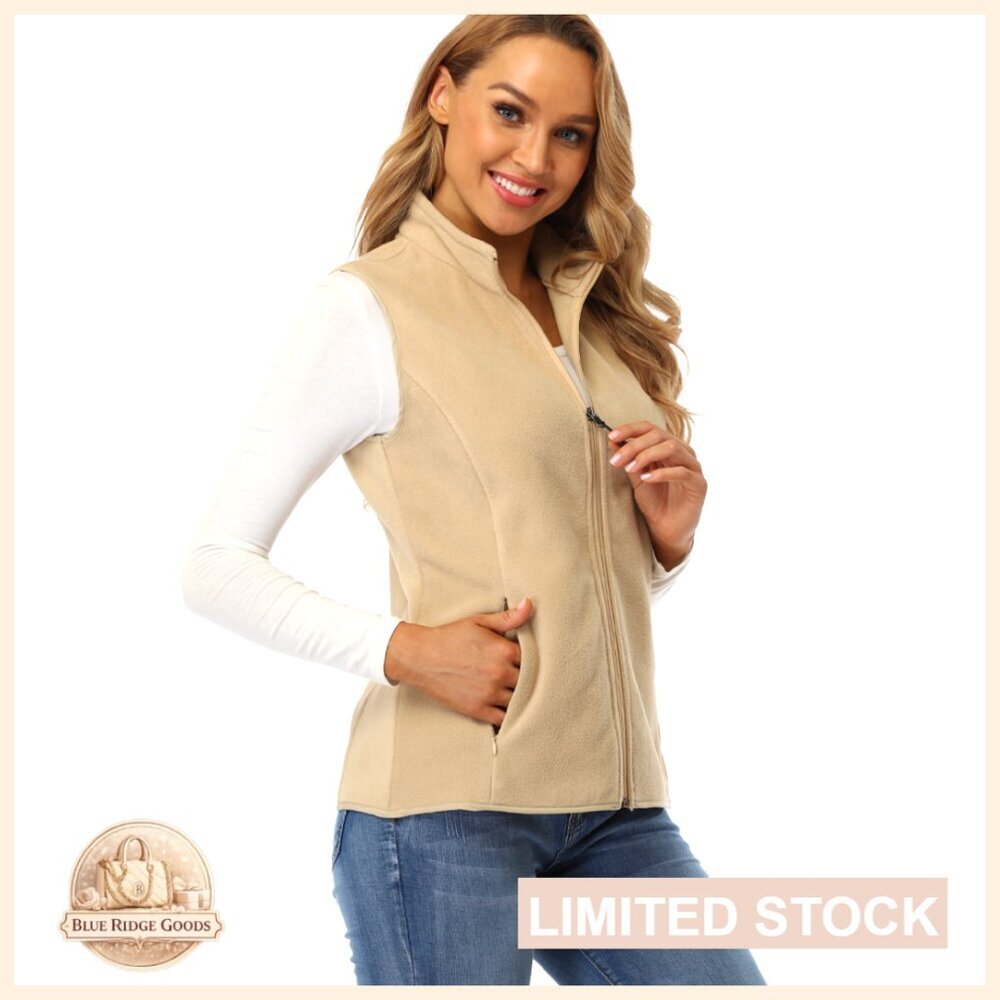 Classic Fit Fleece Vest Polar Soft Sleeveless Zip Up Pockets Layer Friendly - Picture 7 of 7